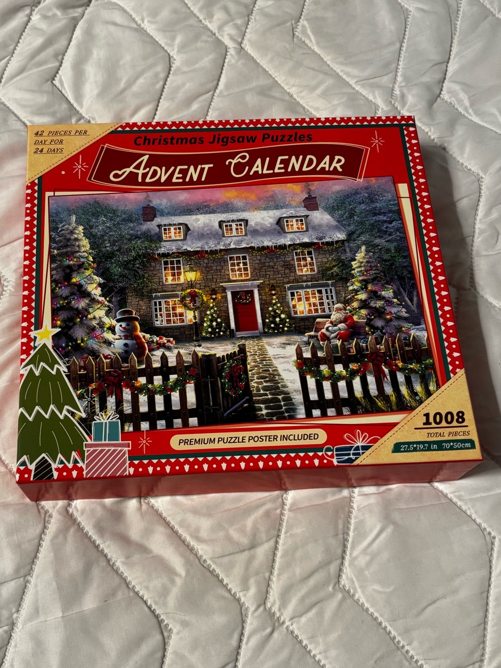 Jigsaw Advent Calendar Puzzle Box - Red, Green, White